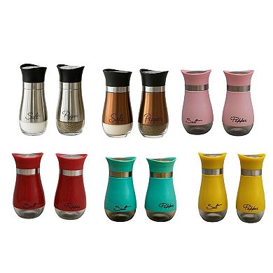 Glass Salt and Pepper Shaker 4.42 oz with Stainless Steel Lids