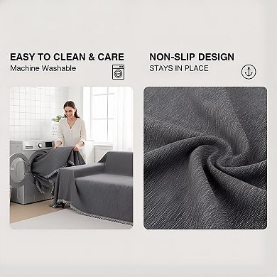 Washable Couch Cover for Dogs Non Slip with Tassels