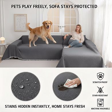 Washable Couch Cover for Dogs Non Slip with Tassels