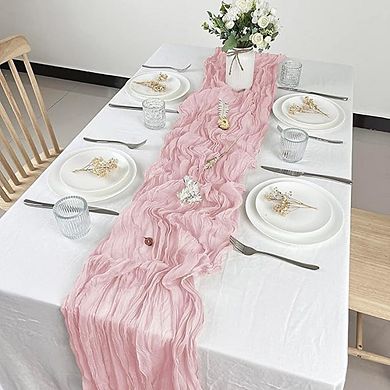 Cheesecloth Table Runners Boho Gauze, Rustic Sheer Fabric for Wedding & Party