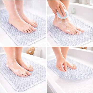 Anti Slip Shower Bath Mat Soft Waffle Cushioned Spa Bathroom Rug
