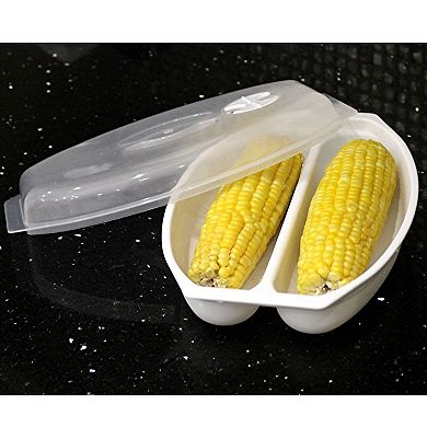 Microwave Corn Steamer BPA Free Cooker with Vented Lid 2 Cob Capacity