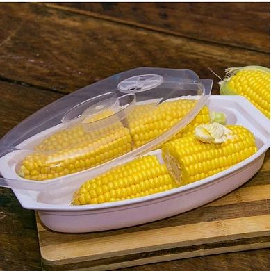 Microwave Corn Steamer BPA Free Cooker with Vented Lid 2 Cob Capacity