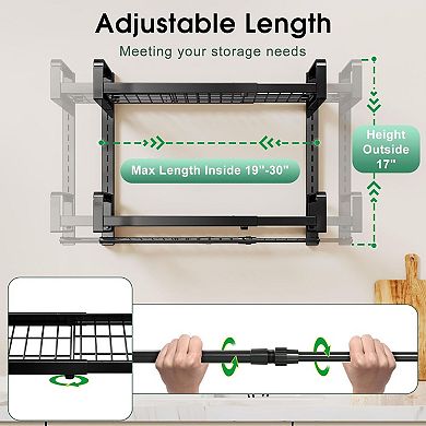 Expandable Pot Rack Wall Mount 2 Tier Hanging Cookware Organizer