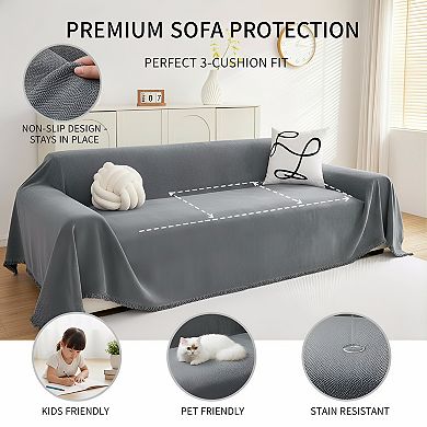 Washable Couch Cover for Dogs Chenille with Tassels
