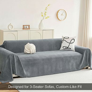 Washable Couch Cover for Dogs Chenille with Tassels