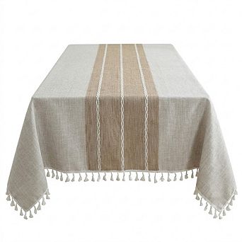 Brown Cotton-Linen Rectangle Tablecloth Waterproof Wrinkle-Free Cover