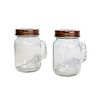 Mason Jar Salt and Pepper Shaker Set Glass with Steel Lids 3.25 Inch