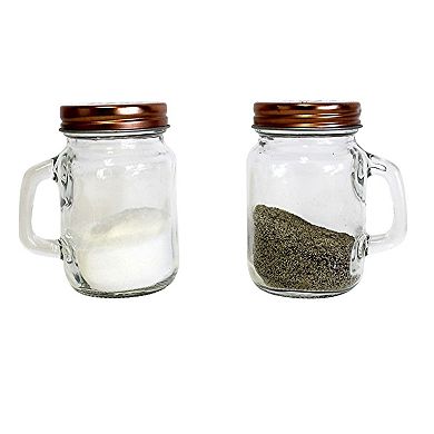 Mason Jar Salt and Pepper Shaker Set Glass with Steel Lids 3.25 Inch