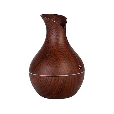 Essential Oil Diffuser Humidifier LED Walnut Wood Grain Aroma Vase