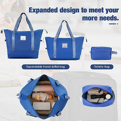Pnronnc Portable Rolling Suitcase 3-Piece Softside Luggage Set with Duffel Bag & Spinner Wheels