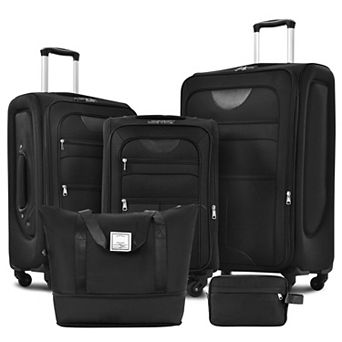 Pnronnc Portable Rolling Suitcase 3 pc Softside Luggage Set with Duffel Bag & Spinner Wheels