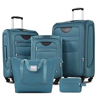Pnronnc Portable Rolling Suitcase 3 pc Softside Luggage Set with Duffel Bag & Spinner Wheels
