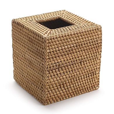 Rattan Tissue Box Cover Hand Woven Wicker Holder Open Bottom