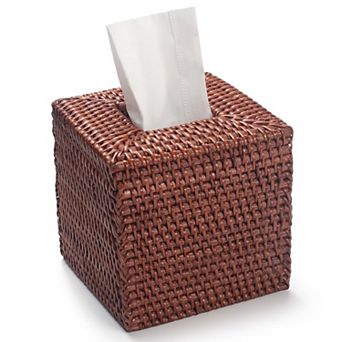 Rattan Tissue Box Cover Hand Woven Wicker Holder Open Bottom