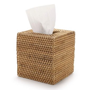 Rattan Tissue Box Cover Hand Woven Wicker Holder Open Bottom