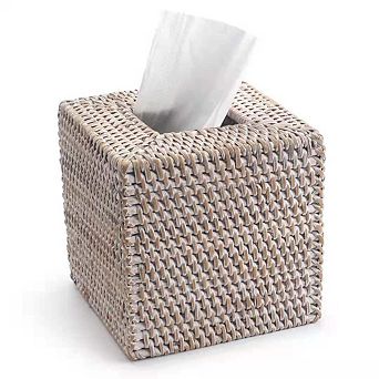 Rattan Tissue Box Cover Hand Woven Wicker Holder Open Bottom