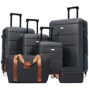 Pnronnc 6 pc Hardshell Luggage Set with Spinner Wheels & Password Lock
