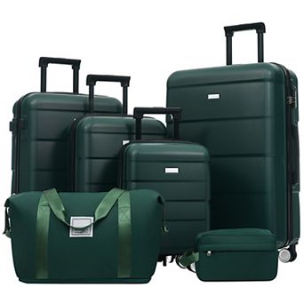 Pnronnc 6 pc Hardshell Luggage Set with Spinner Wheels & Password Lock