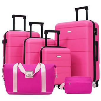 Pnronnc 6 pc Hardshell Luggage Set with Spinner Wheels & Password Lock