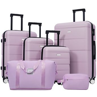 Pnronnc 6 pc Hardshell Luggage Set with Spinner Wheels & Password Lock