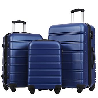Pnronnc 3 pc ABS Suitcase Hardshell Luggage Set with TSA Lock Spinner Wheels