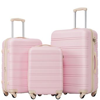 Pnronnc 3 pc ABS Suitcase Hardshell Luggage Set with TSA Lock Spinner Wheels