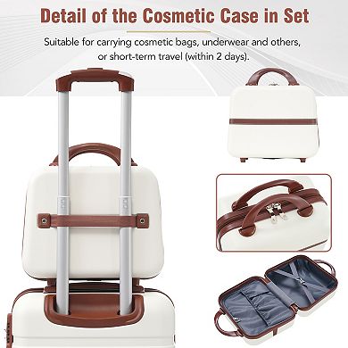Pnronnc 3-Piece Hardshell Luggage Set Cosmetic Case with TSA Lock Spinner Wheels