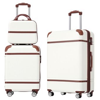 Pnronnc 3 pc Hardshell Luggage Set Cosmetic Case with TSA Lock Spinner Wheels