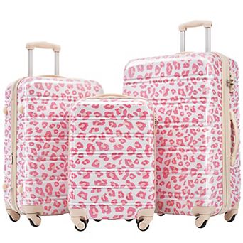 Pnronnc 3 pc Hardshell PC Luggage Set with TSA Lock Spinner and Swivel Wheels