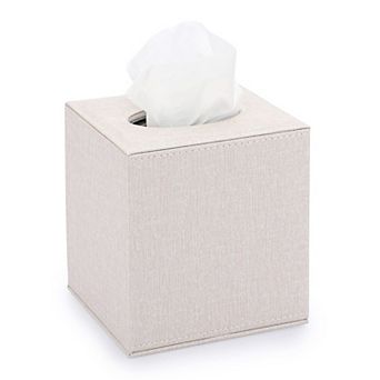 Square Linen Tissue Box Cover Magnetic Bottom Stylish Cube Holder for Home Office Car