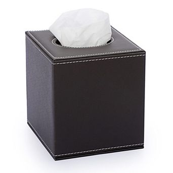 Square Linen Tissue Box Cover Magnetic Bottom Stylish Cube Holder for Home Office Car