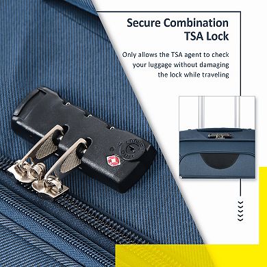 Pnronnc Rolling Suitcase 3-Piece Softside Expandable Luggage Set with Spinner Wheels & TSA Lock