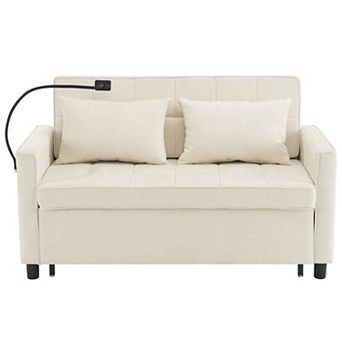 Pnronnc Loveseat Sofa Pull-Out Sofa Bed, Sleeper Couch with USB Ports, Pillow and Phone Holder