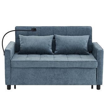 Pnronnc Loveseat Sofa Pull-Out Sofa Bed, Sleeper Couch with USB Ports, Pillow and Phone Holder