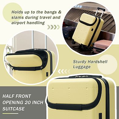 Pnronnc 5-Piece Hardshell Luggage Set Semi-Open Luggage with Double Spinner Wheels TSA Lock