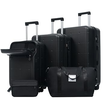 Pnronnc 5 pc Hardshell Luggage Set Semi-Open Luggage with Double Spinner Wheels TSA Lock