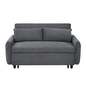 Pnronnc Convertible Loveseat Sofa, Pull-Out Sofa Bed with Two Throw Pillows and USB Ports