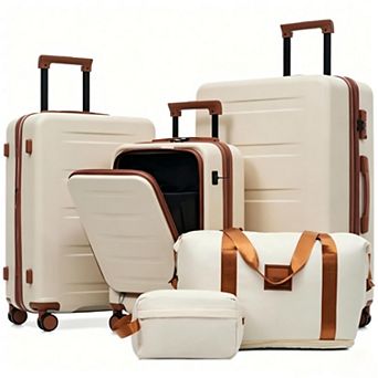 Pnronnc Luggage 5 pc Set with Swivel Caster, USB Port and TSA Lock