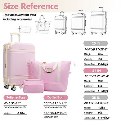 Pnronnc Hardshell Luggage 3 PC Set Retro Lightweight Suitcase with Spinner Wheels and TSA Lock