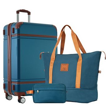 Pnronnc Hardshell Luggage 3 pc Set Retro Lightweight Suitcase with Spinner Wheels and TSA Lock