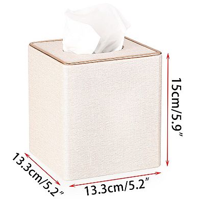 Square MDF Linen Tissue Box Cover Stylish Cube Magnetic Bottom Decorative For Vanity Toilet Tank