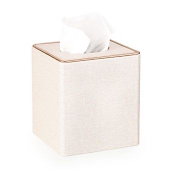 Square MDF Linen Tissue Box Cover Stylish Cube Magnetic Bottom Decorative For Vanity Toilet Tank