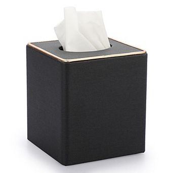 Square MDF Linen Tissue Box Cover Stylish Cube Magnetic Bottom Decorative For Vanity Toilet Tank