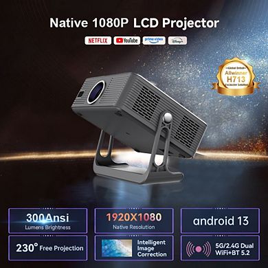 6700LM Native 1080P Projector with 4K Support 150" Display, iOS/Android/Windows, WiFi & Bluetooth