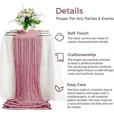 Cheesecloth Table Runner, Boho Gauze Fabric, Rustic Decor for Weddings & Parties