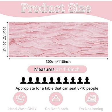 Cheesecloth Table Runner, Boho Gauze Fabric, Rustic Decor for Weddings & Parties