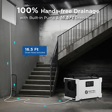 Moiswell 155 Pint Commercial Dehumidifier with Pump Energy Star Certified for Basement Crawl Space