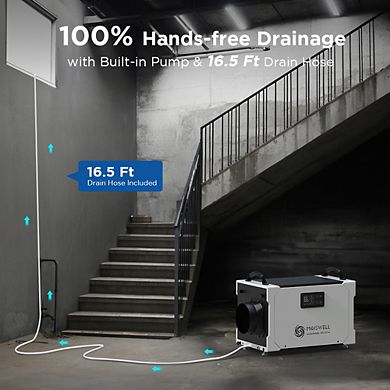 Moiswell 235 Pints Commercial Dehumidifier with Pump for Warehouse, Basement, Industry Water Damage
