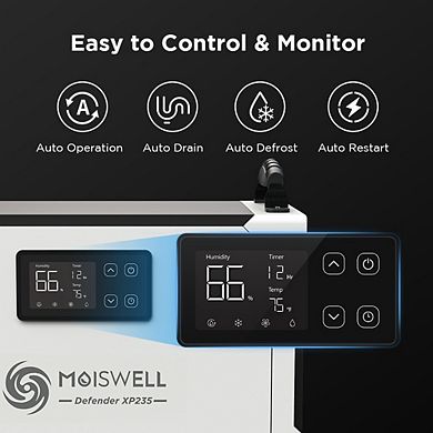 Moiswell 235 Pints Commercial Dehumidifier with Pump for Warehouse, Basement, Industry Water Damage